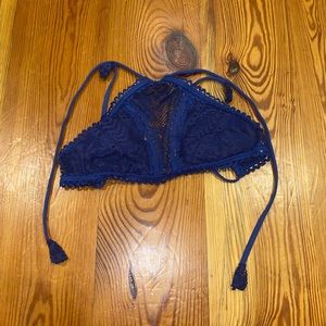 Blue lace halter-top bikini